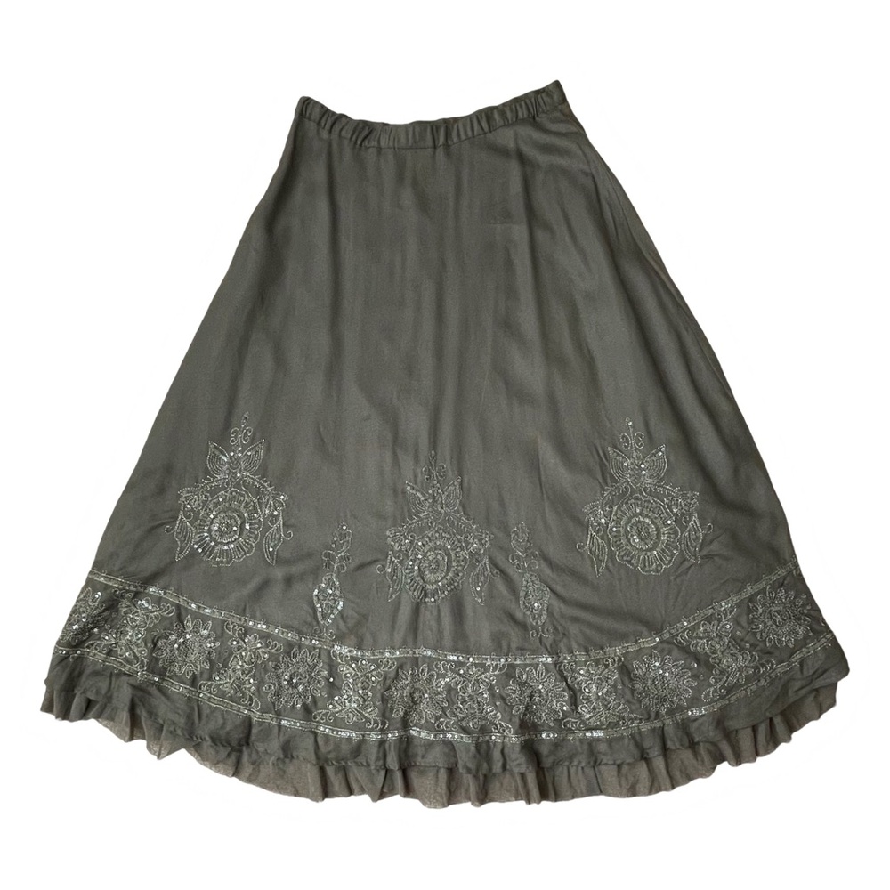 Coldwater Creek embroidered Metallic Maxi skirt Boho Peasant Cottagecore Fairy - Picture 5 of 10